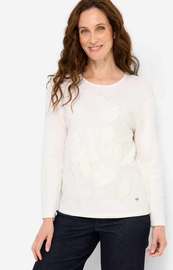 Sweatshirt mit Applikationen, weiß