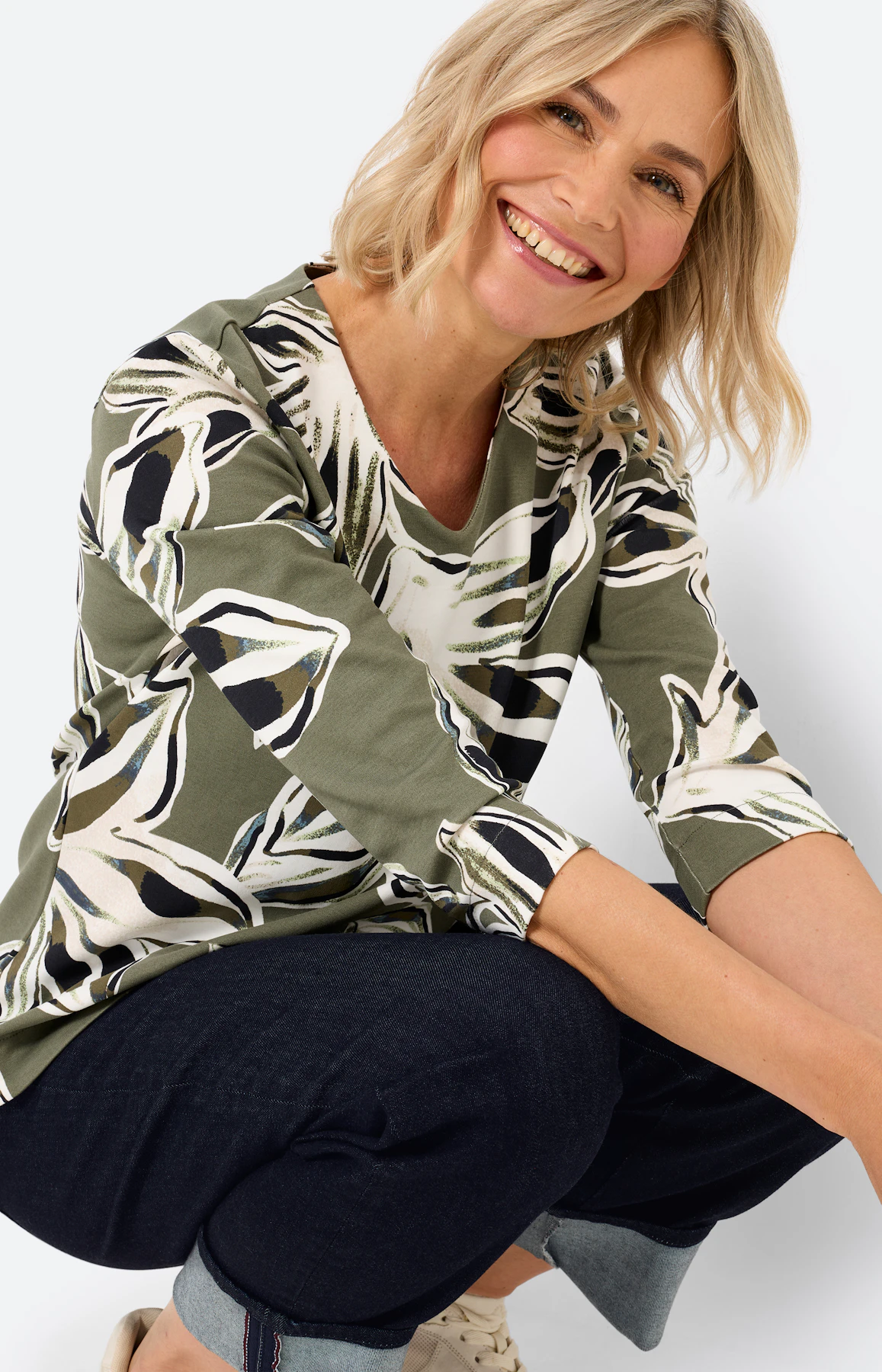 Sweatshirt met print all-over, kaki