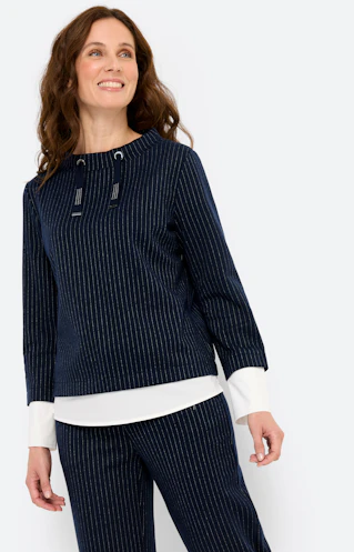 Sweatshirt met blouse-inzet, navy