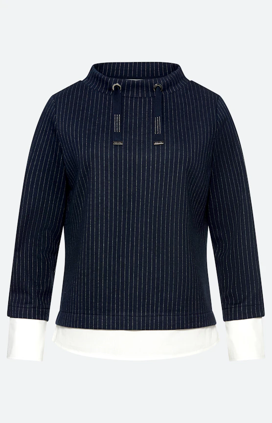 Sweatshirt met blouse-inzet, navy
