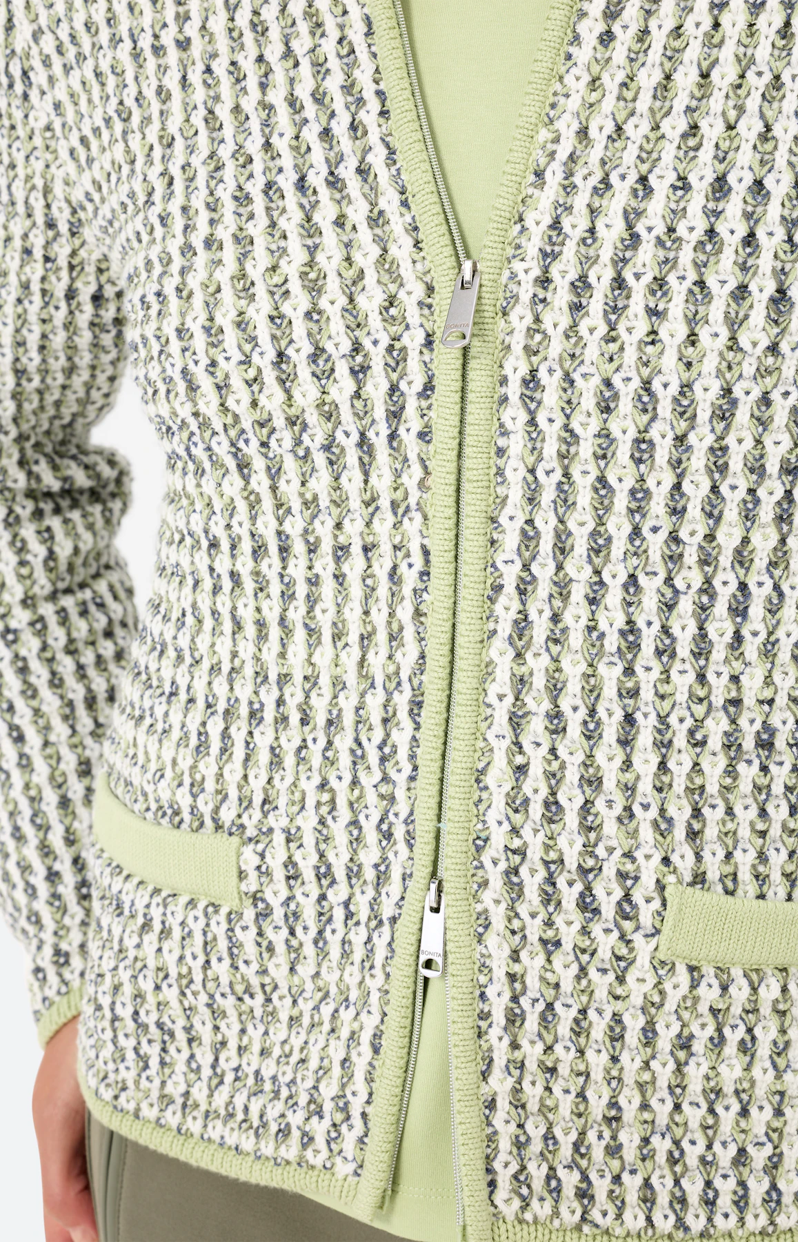 Cardigan met ritssluiting, pistache
