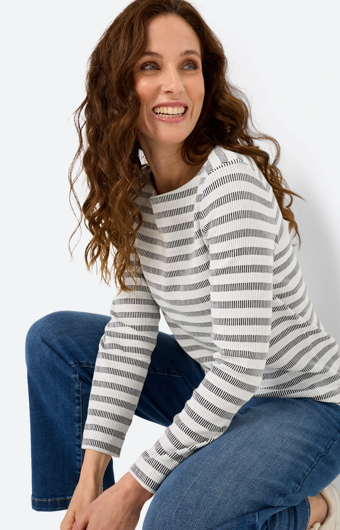 Sweatshirt in streepdessin, wit