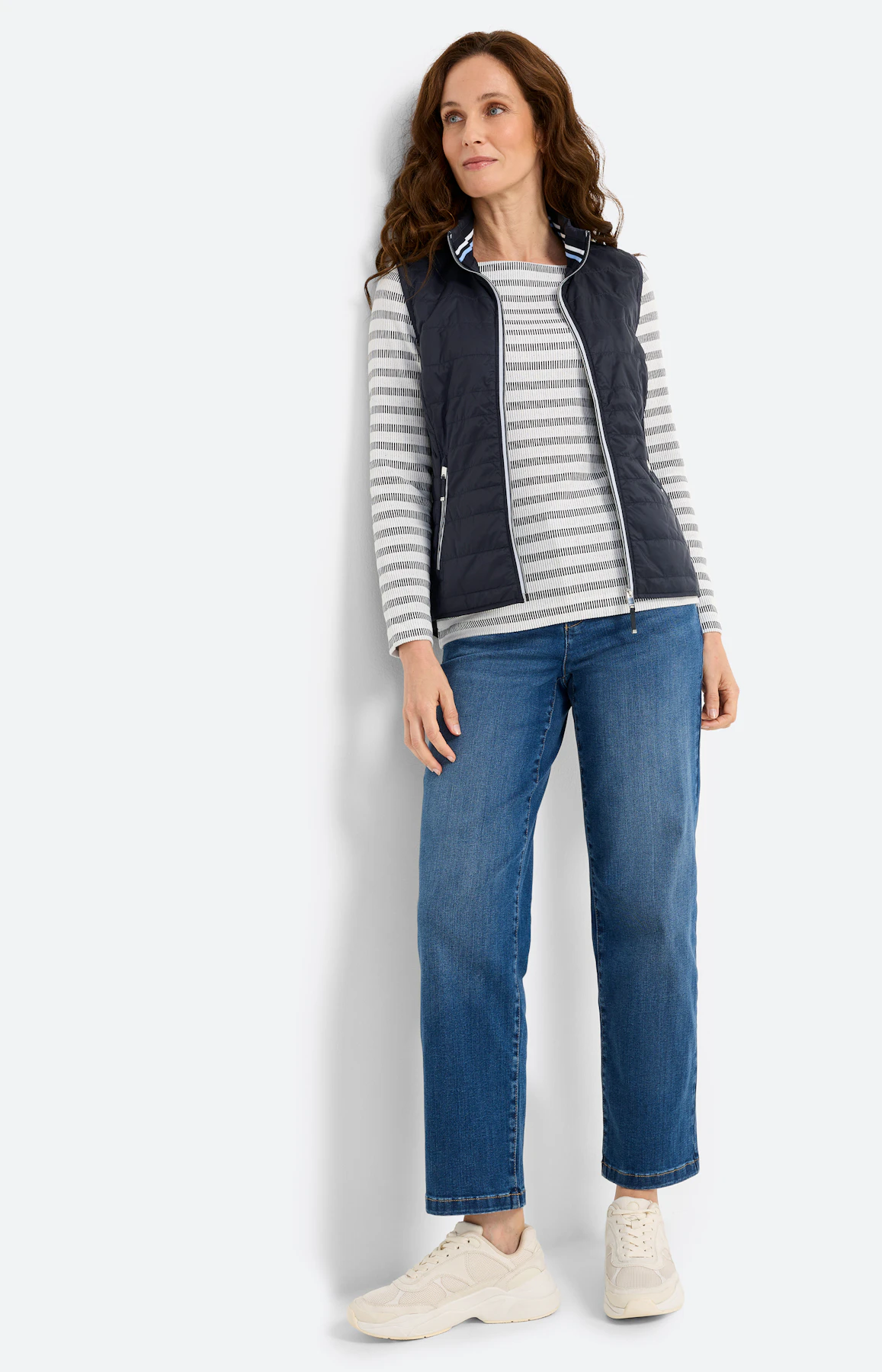 Sweatshirt in streepdessin, wit