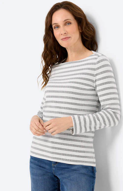 Sweatshirt in streepdessin, wit