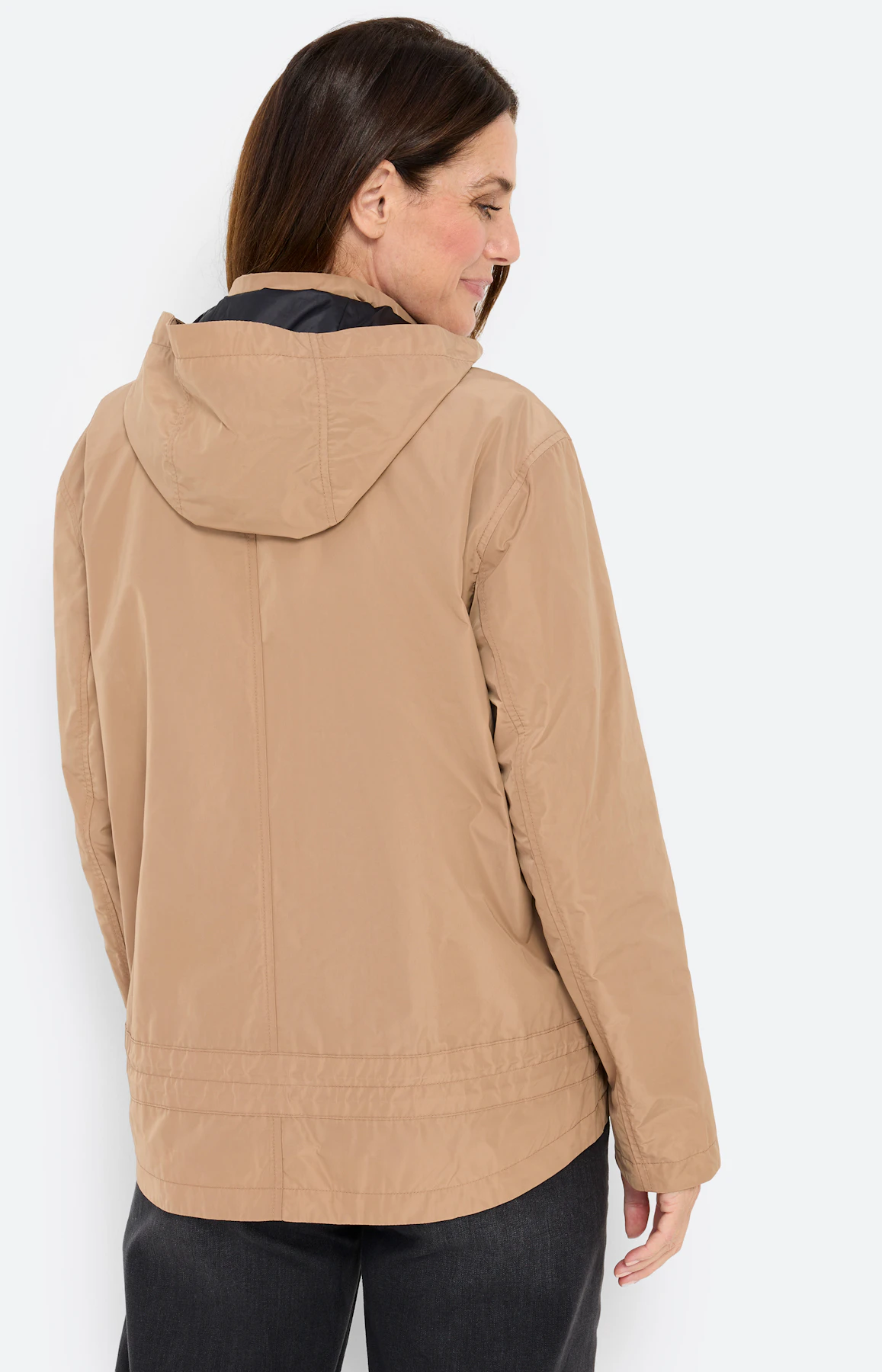 Jas met een afneembare capuchon, karamel
