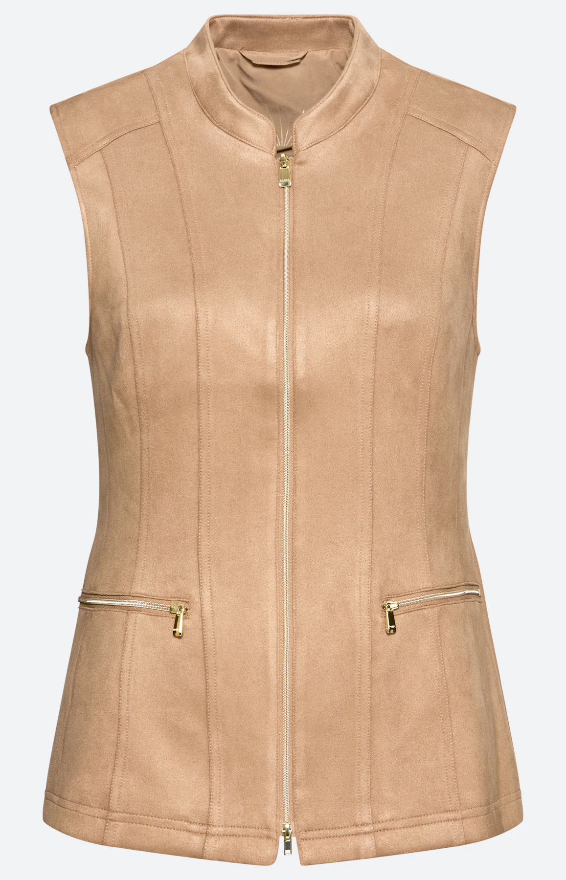 Mouwloos vest in suède-look, karamel