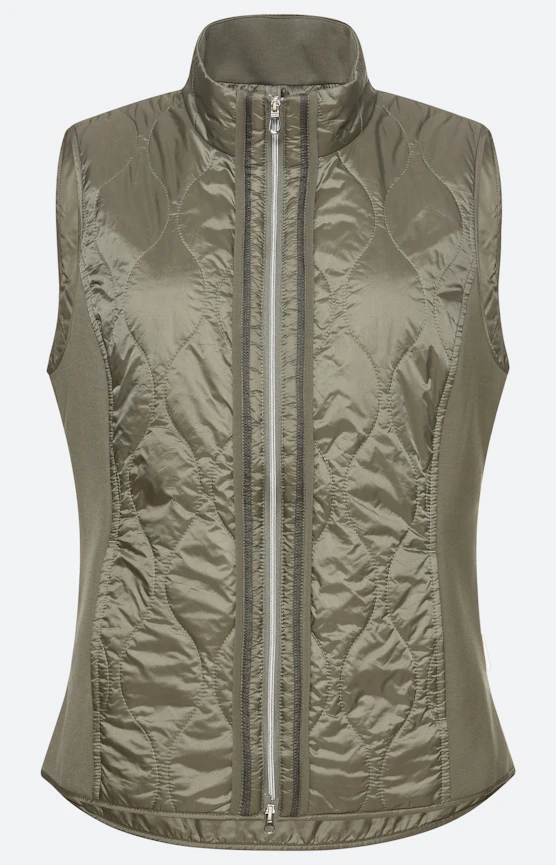 Bodywarmer met doorgestikte delen, kaki