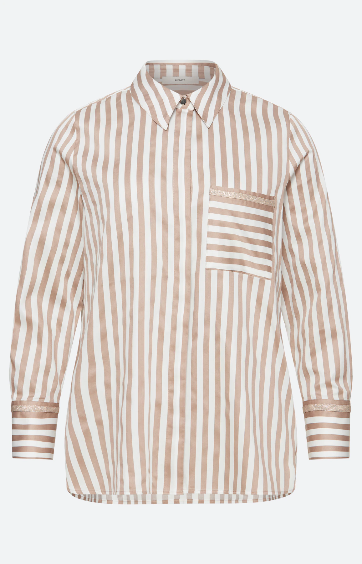 Blouse in streepdessin, lichtbruin