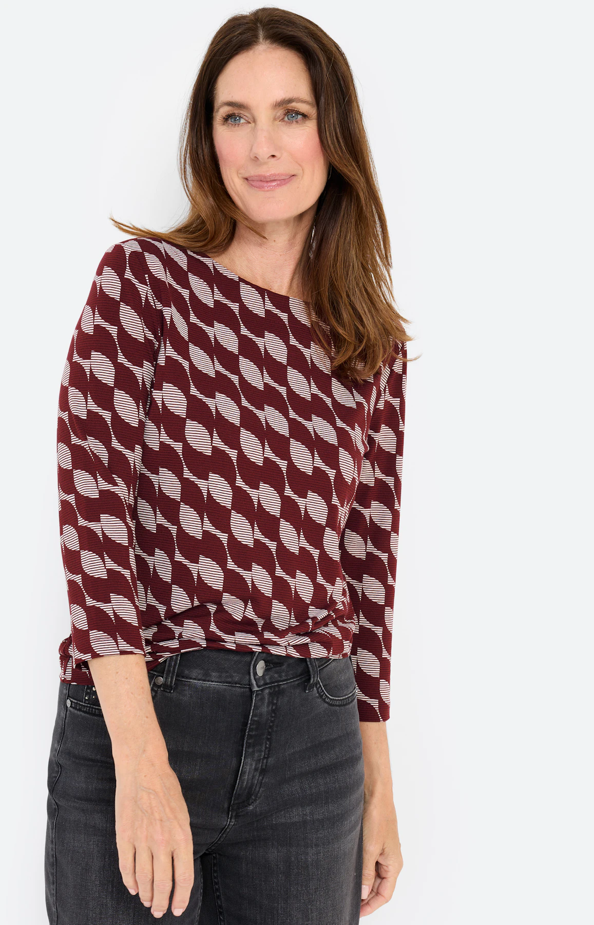 Shirt met all-over-print, bordeaux