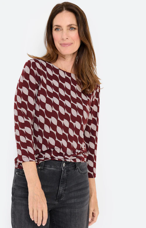 Shirt met all-over-print, bordeaux