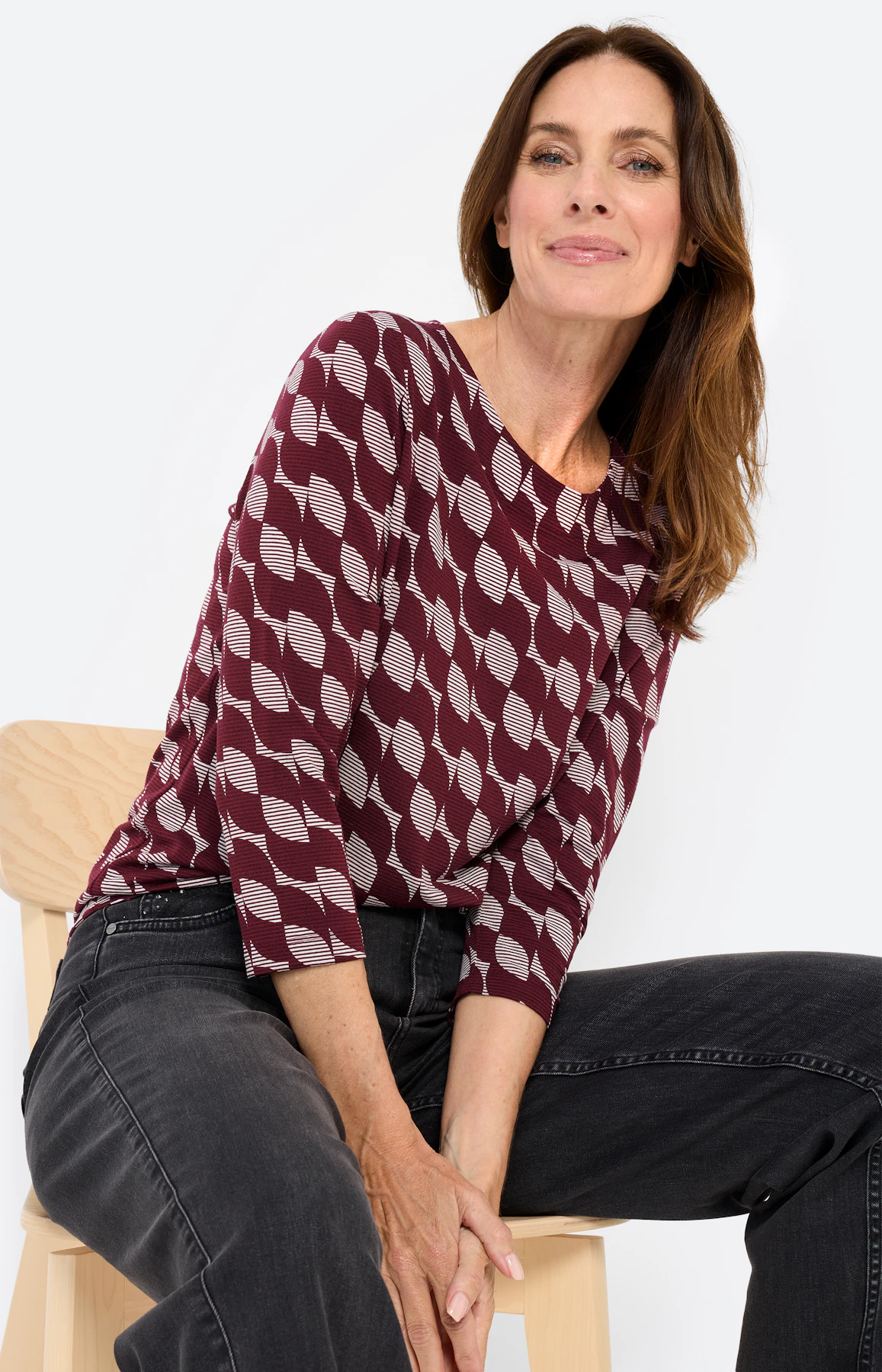 Shirt met all-over-print, bordeaux