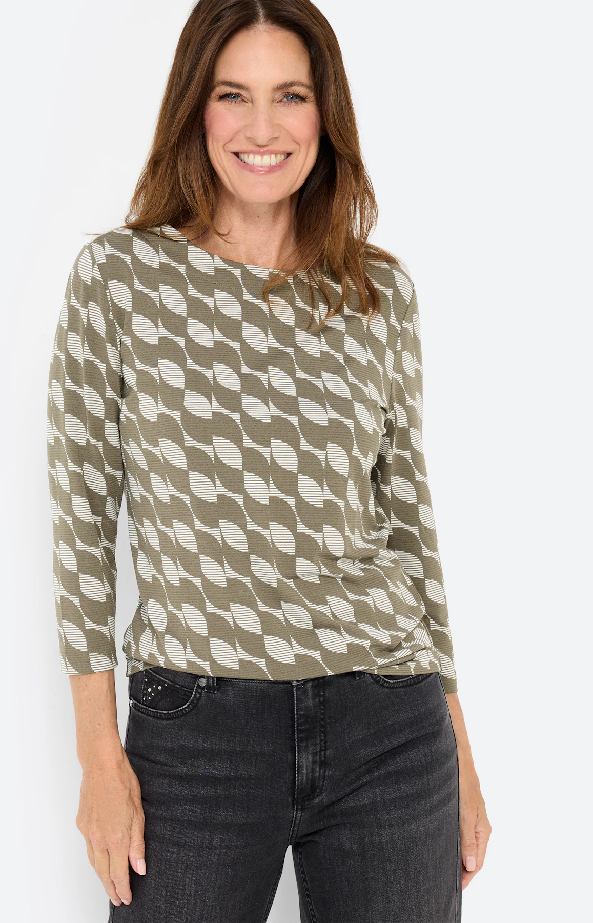 Shirt met all-over-print, kaki
