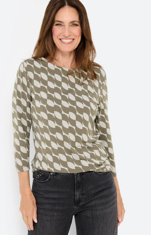 Shirt met all-over-print, kaki