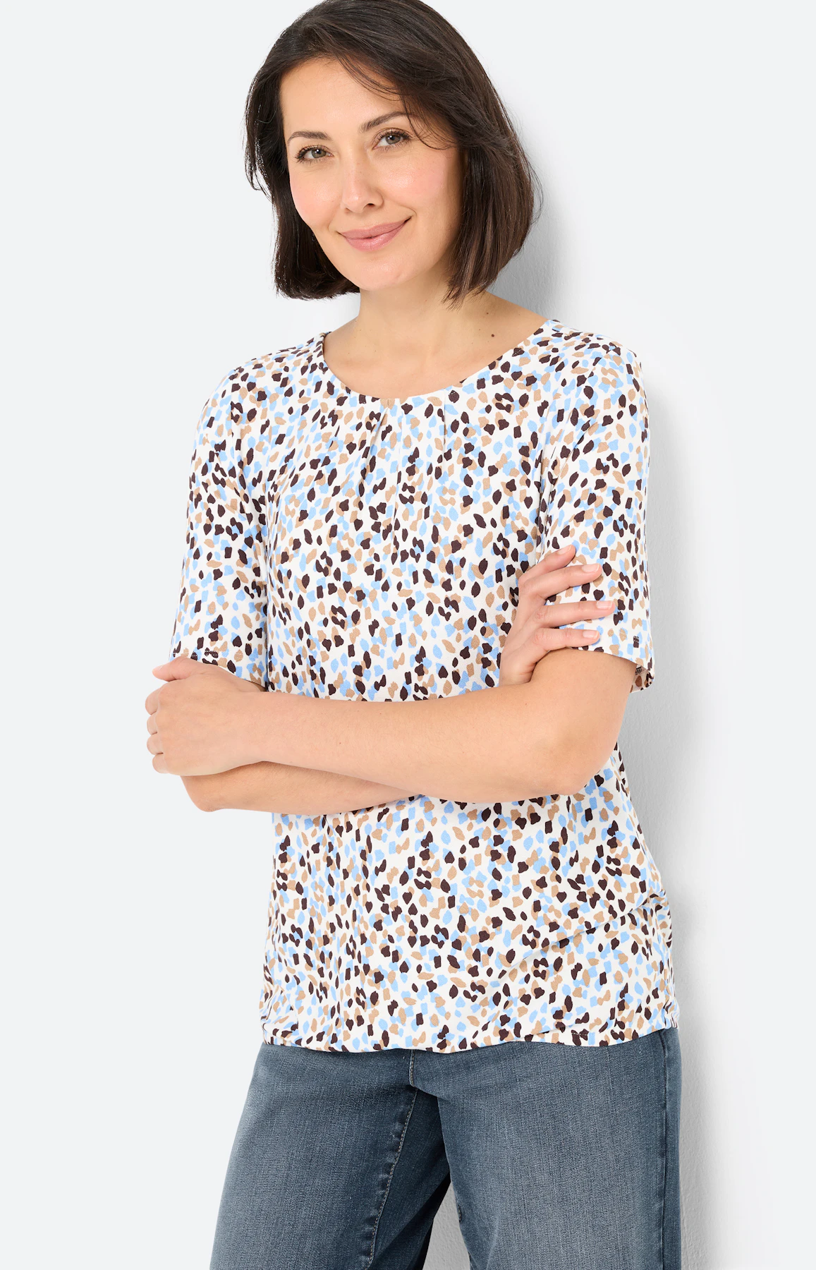 T-shirt met minimal-patroon, wit