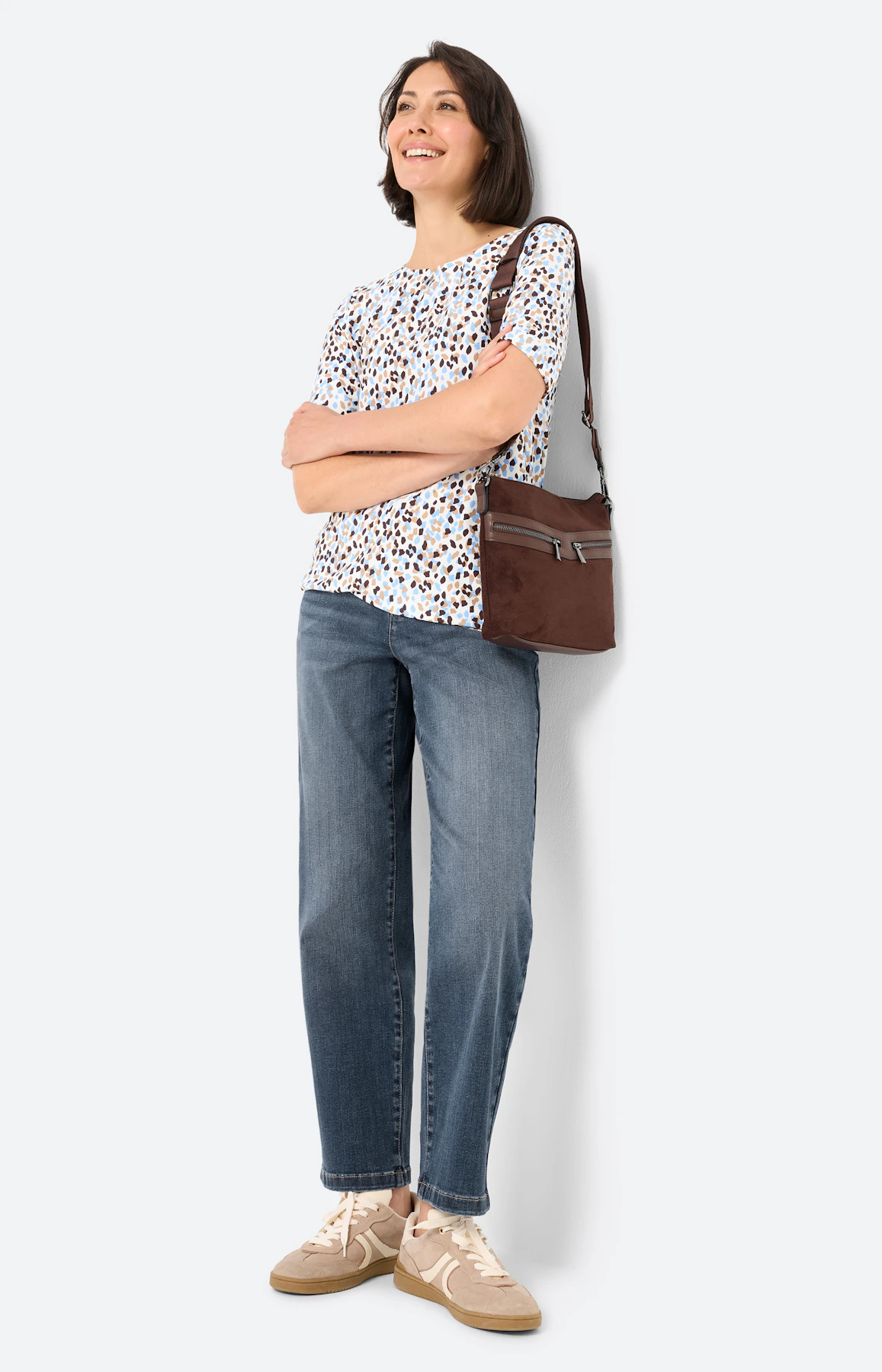 T-shirt met minimal-patroon, wit