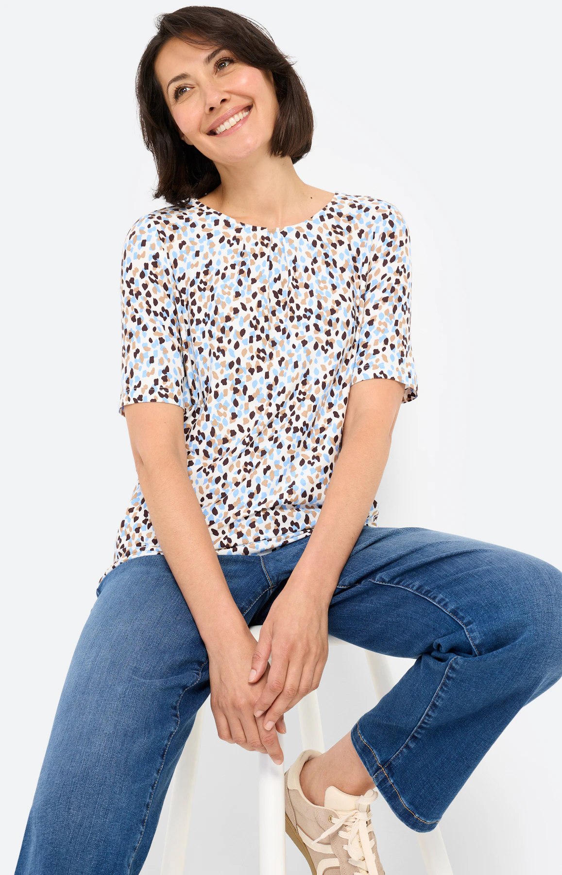 T-shirt met minimal-patroon, wit