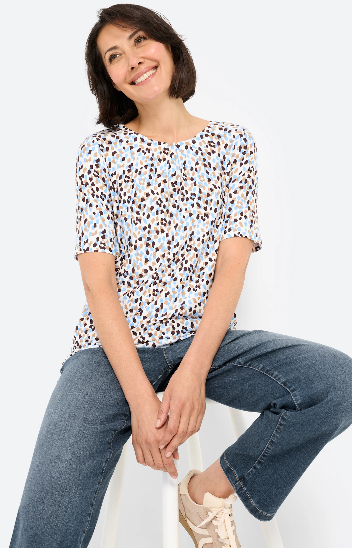 T-shirt met minimal-patroon, wit