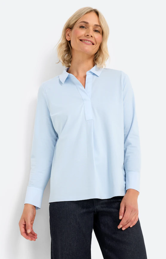 Blouse met materialenmix, lichtblauw