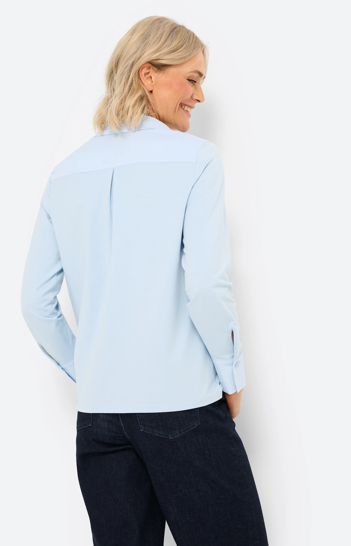 Blouse met materialenmix, lichtblauw