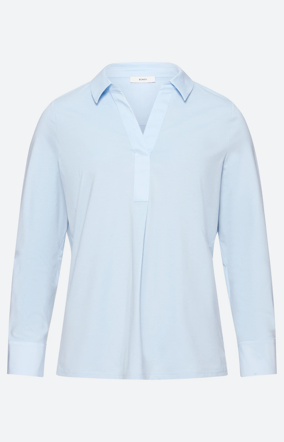 Blouse met materialenmix, lichtblauw
