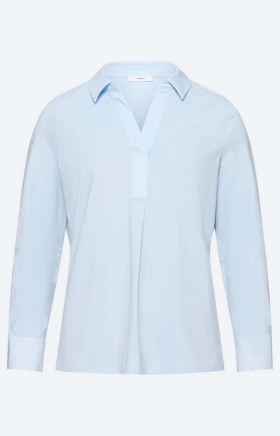 Blouse met materialenmix, lichtblauw