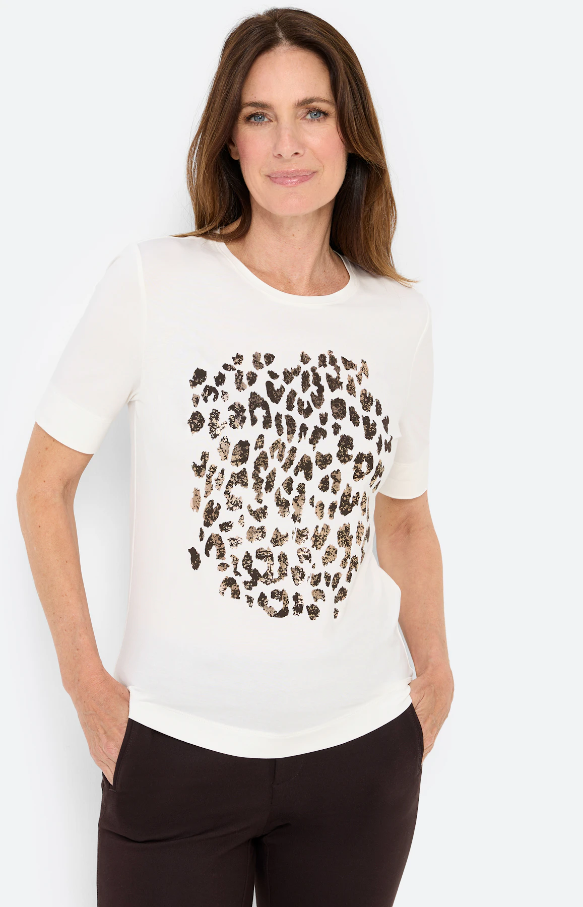 T-shirt met animal-frontprint, wit