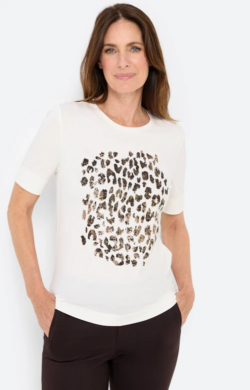 T-shirt met animal-frontprint, wit
