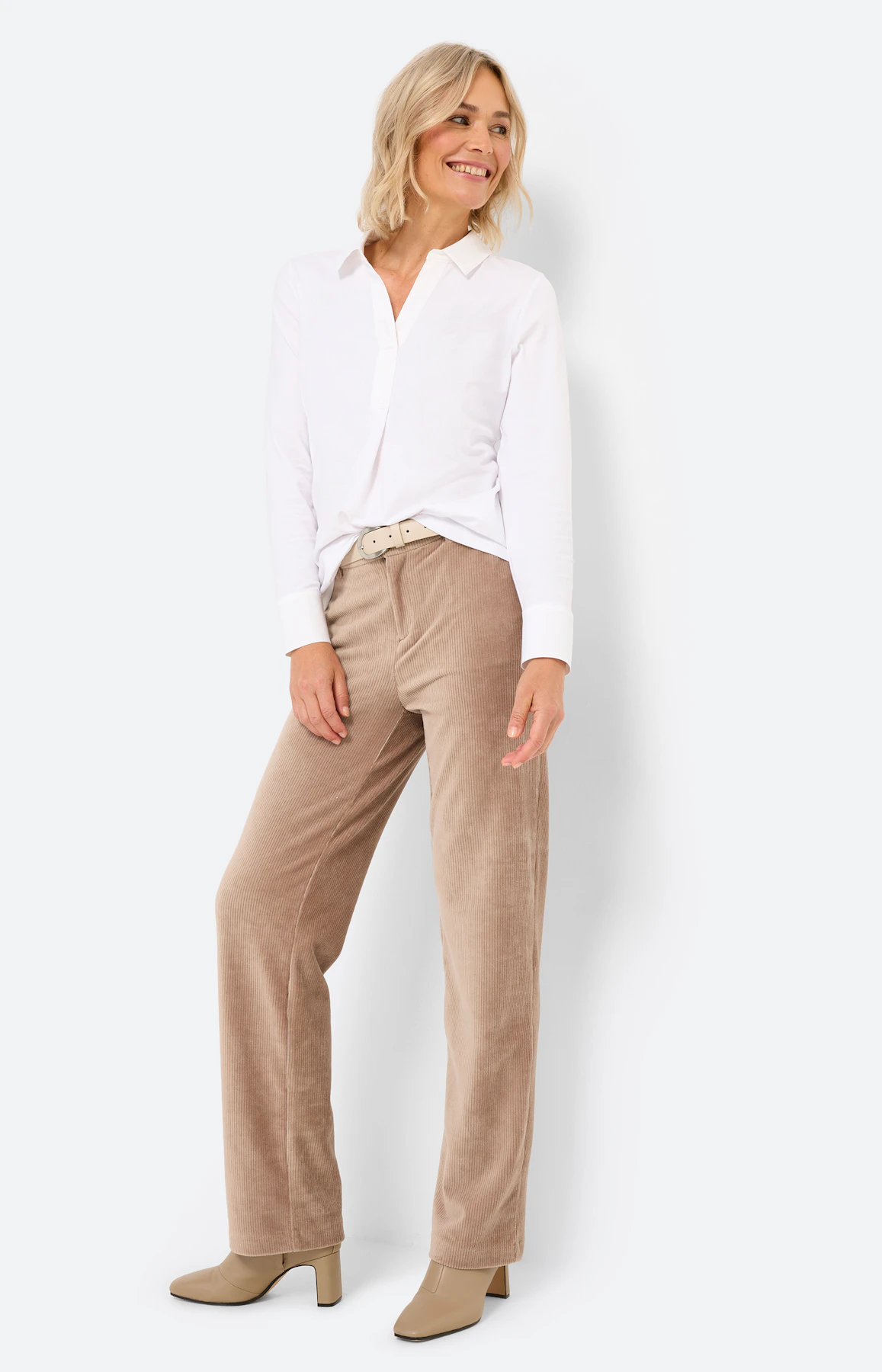 Blouse met materialenmix, wit