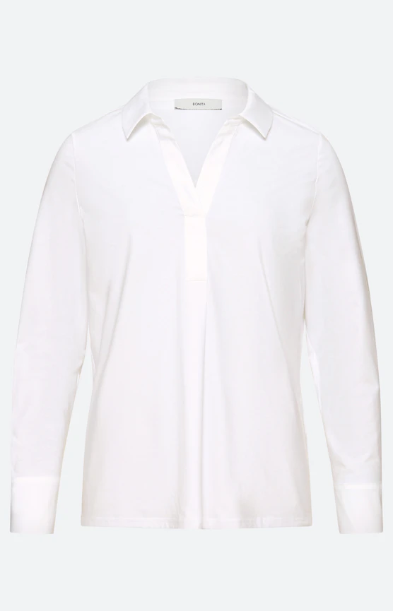 Blouse met materialenmix, wit