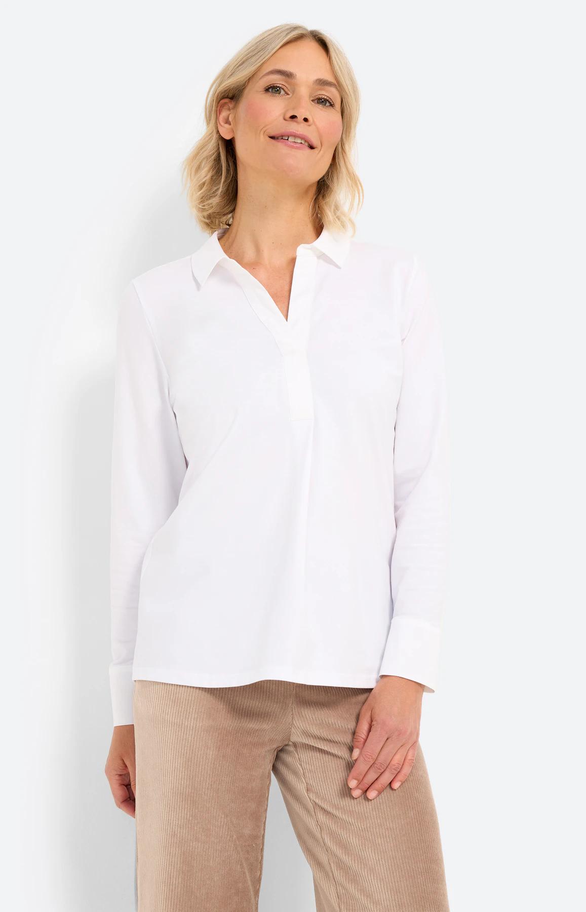 Blouse met materialenmix, wit