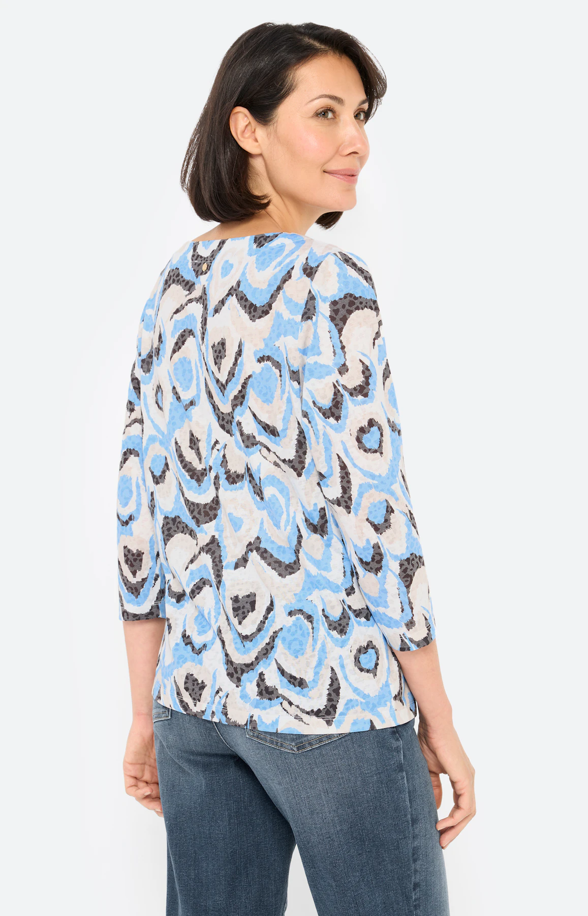 T-shirt met burnout-effect, middenblauw