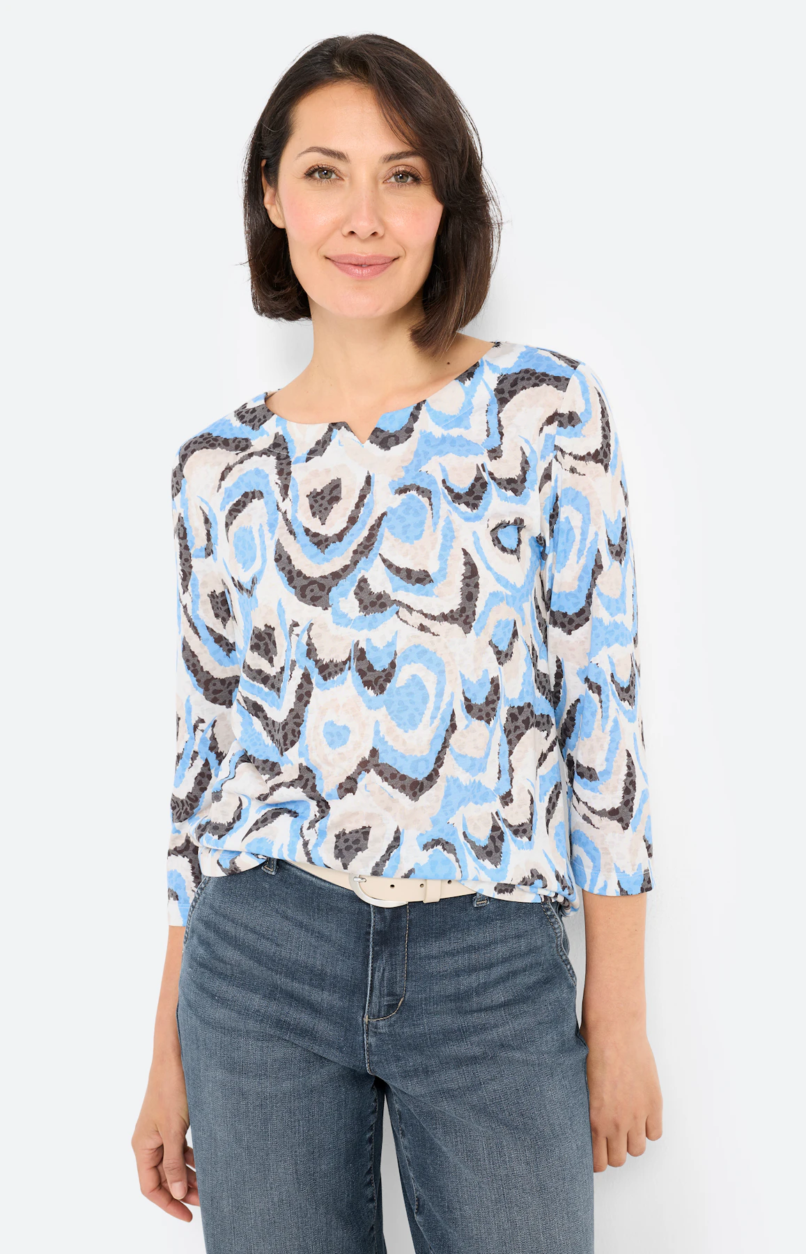 T-shirt met burnout-effect, middenblauw