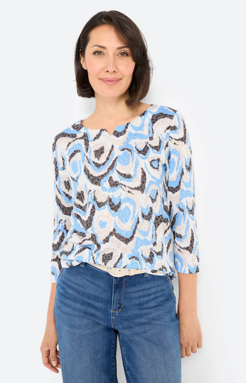 T-shirt met burnout-effect, middenblauw