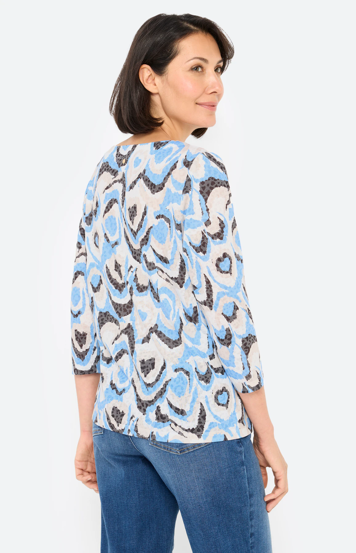 T-shirt met burnout-effect, middenblauw