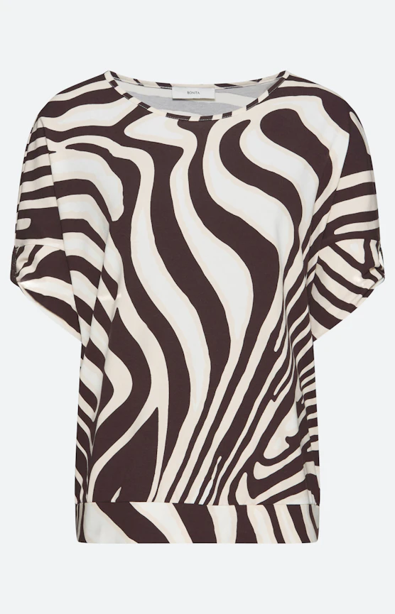 T-Shirt mit Zebramuster, braun