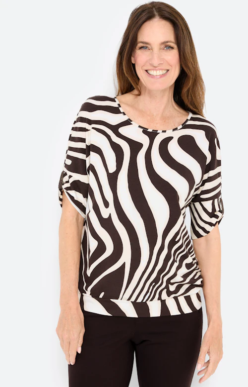 T-shirt met zebramotief, bruin
