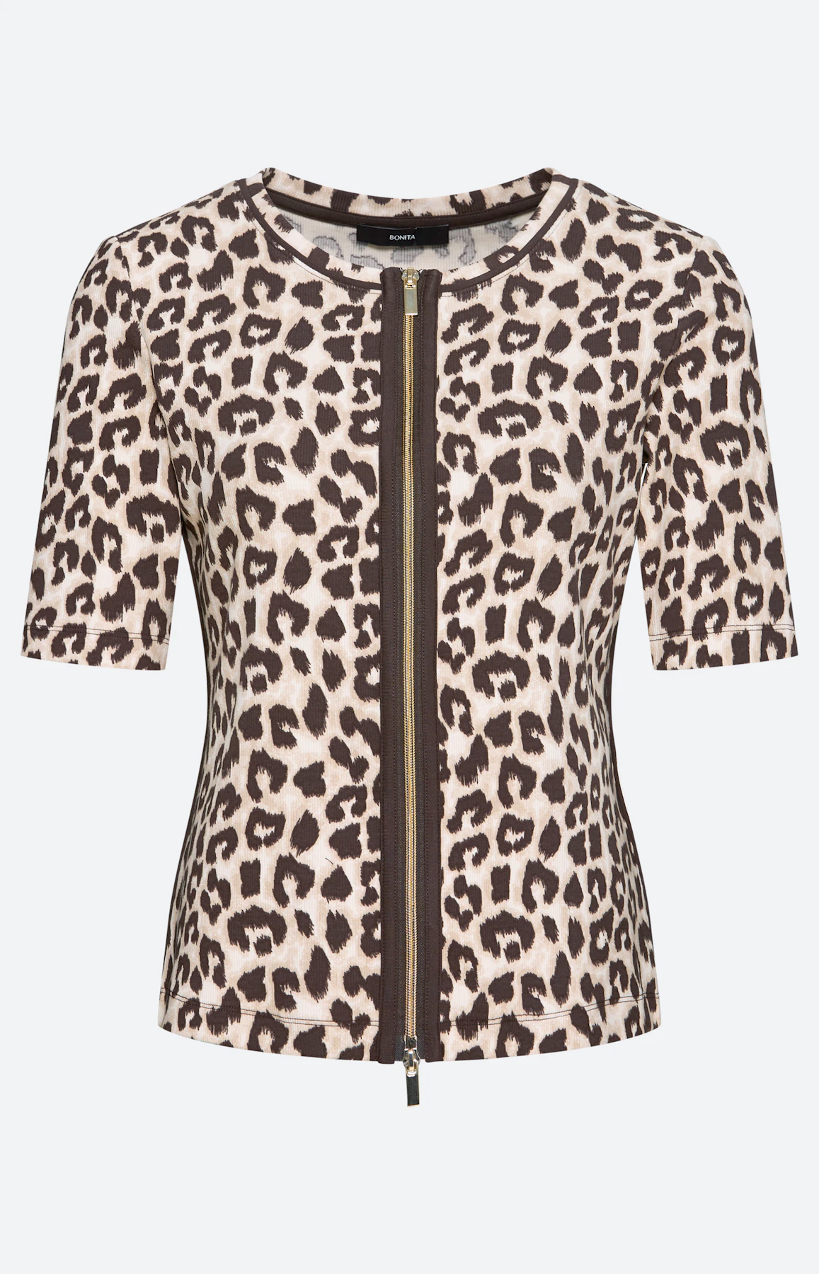 Jersey-Jacke mit Leomuster, braun
