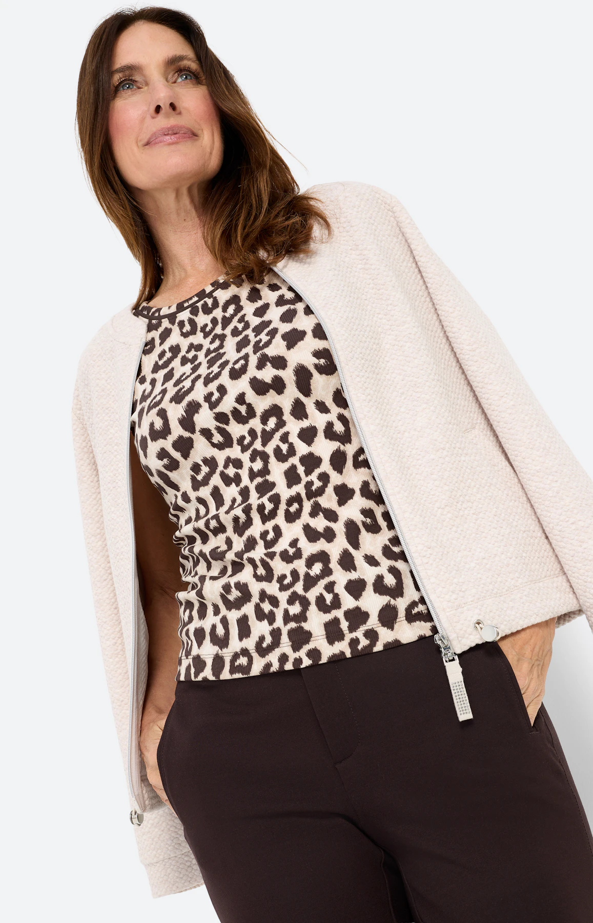 Top met luipaardmotief, bruin