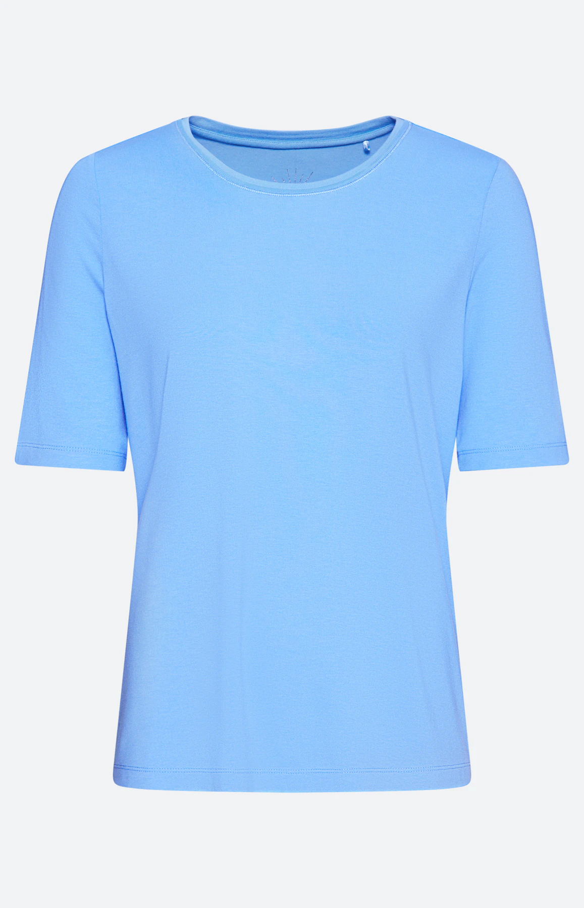 T-shirt met ronde hals, middenblauw