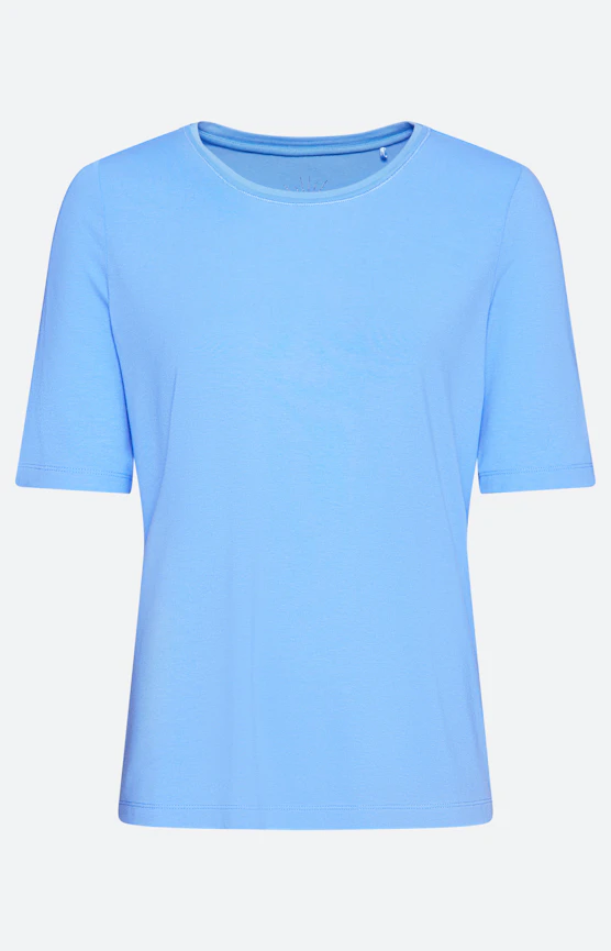 T-Shirt mit Rundhalsausschnitt, mittelbl