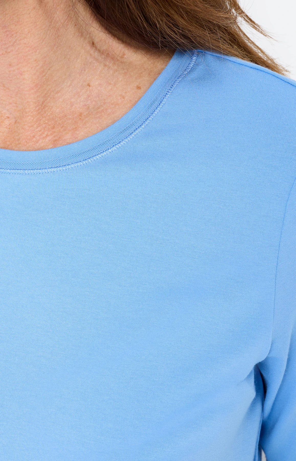 T-shirt met ronde hals, middenblauw
