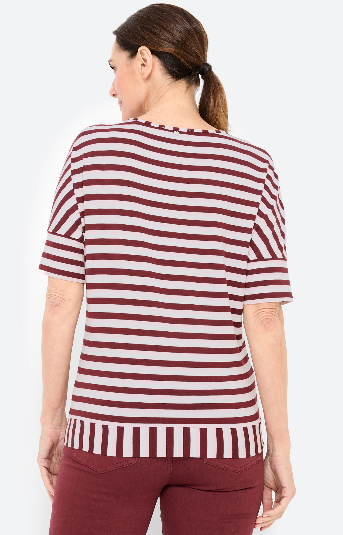 T-shirt met streepdessin, bordeaux