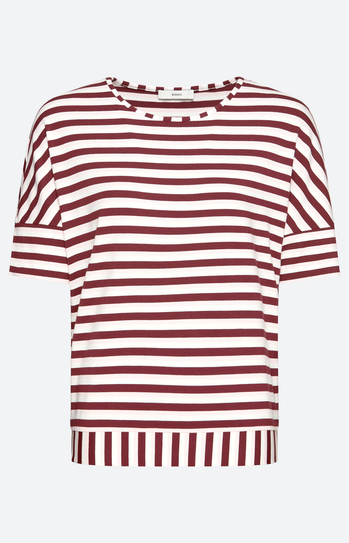 T-shirt met streepdessin, bordeaux