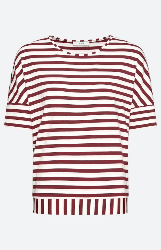 T-Shirt mit Streifenmuster, bordeaux