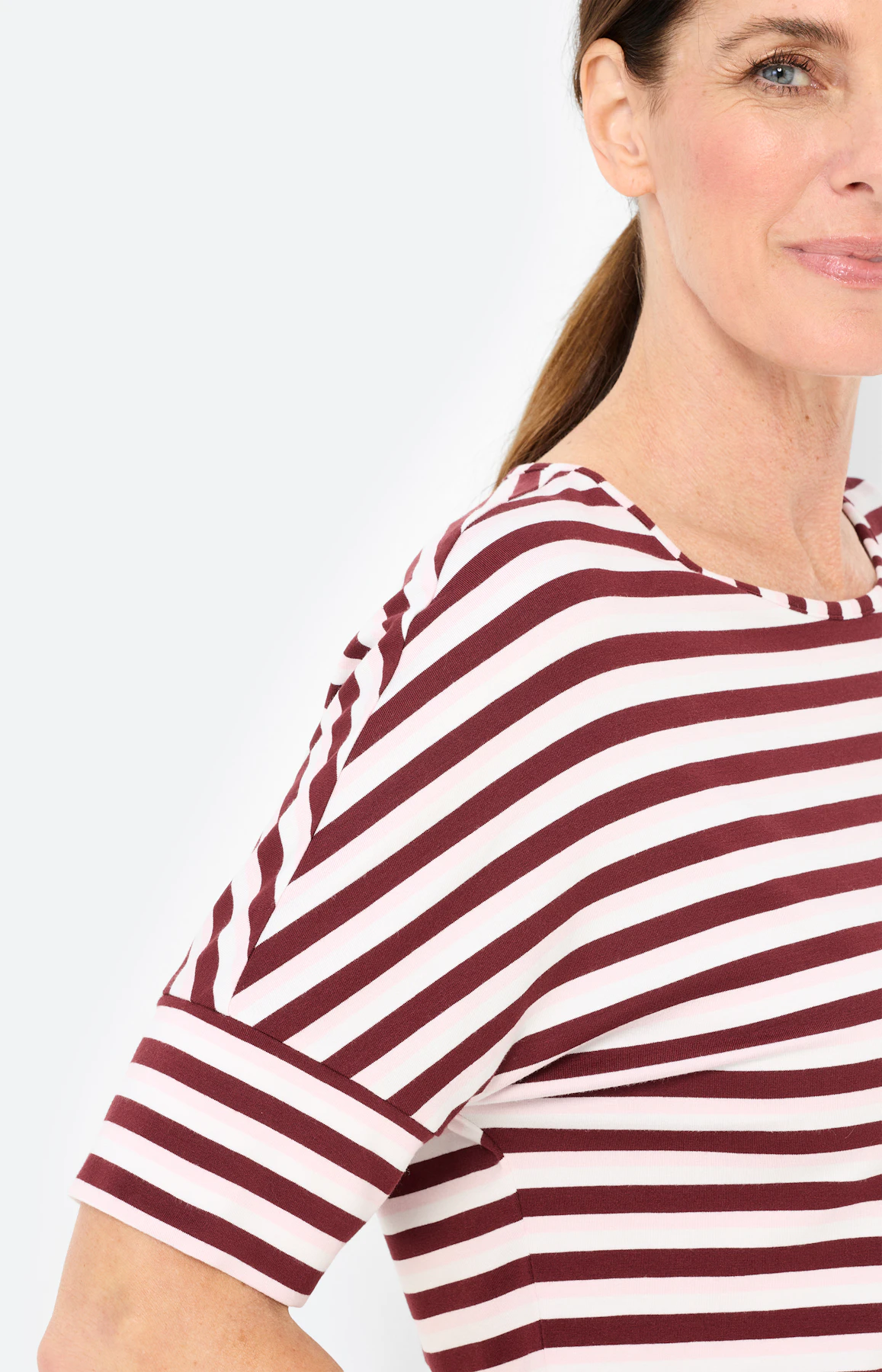 T-shirt met streepdessin, bordeaux