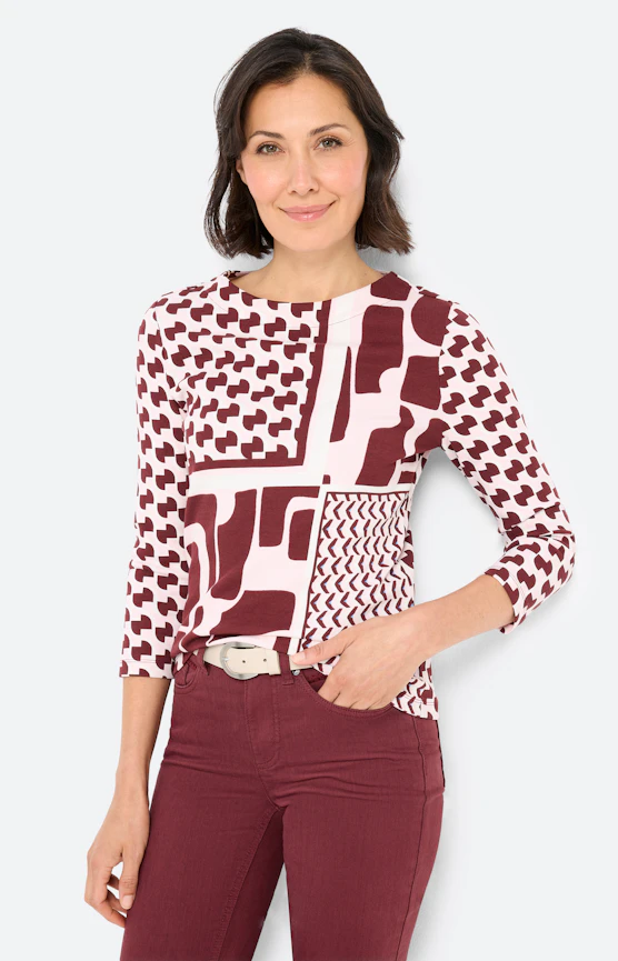Shirt mit Patch-Print, bordeaux
