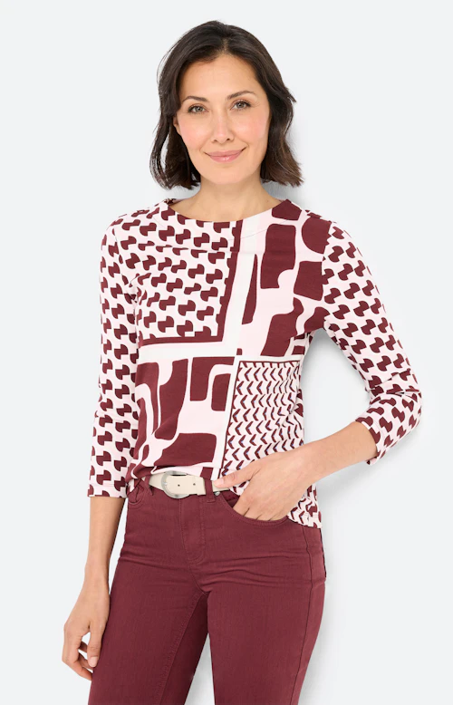 Shirt met patchprint, bordeaux