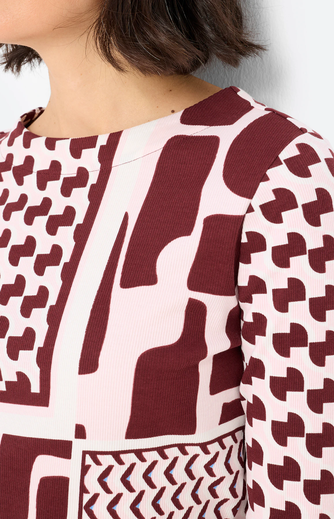 Shirt met patchprint, bordeaux