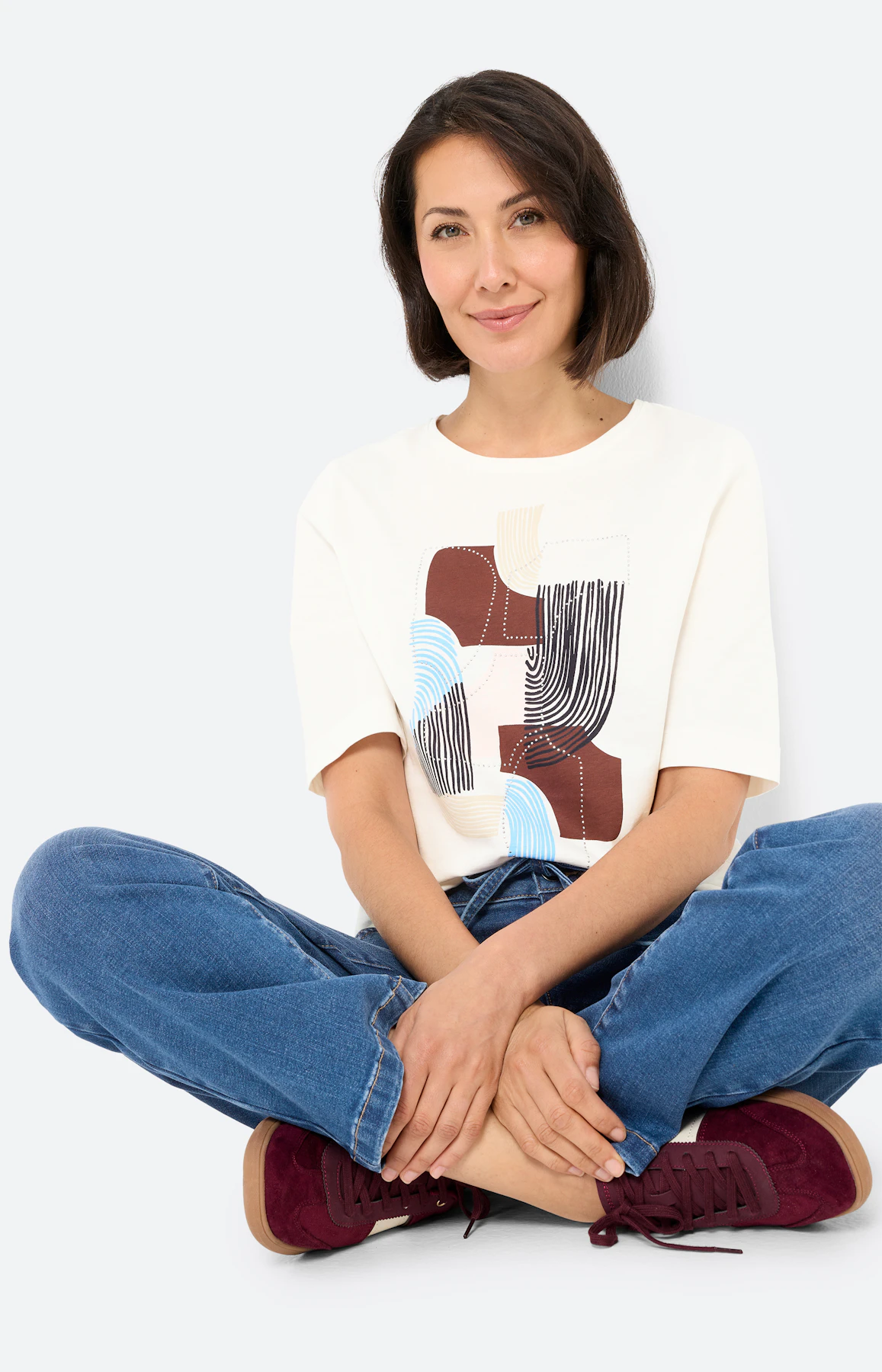 T-shirt met frontprint, wit