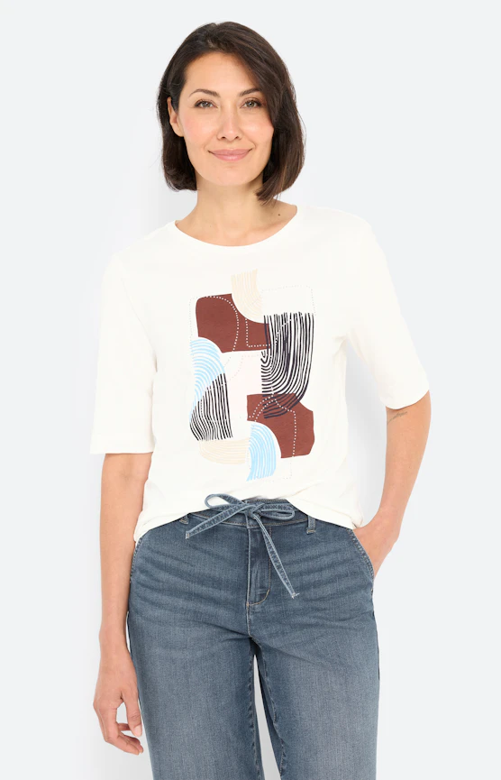 T-Shirt mit Frontprint, weiß
